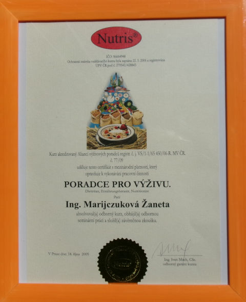 Jak zhubnout zdravě - Certifikát poradce pro výživu Žaneta Marijczuková